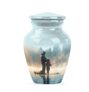 Urna conmemorativa de pesca para Padre e Hijo para cenizas, recuerdo de pesca personalizado, cremación para adultos con urna funeraria para padre e hijo - Product Image 1