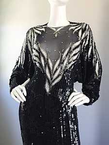 Luxurious Women's Beaded Evening Cocktail Dress Elegant Full Sleeve Modest Sparkling Straight Silhouette <b>Prom</b> Plus <b>Parties</b> Front - Product Image 2