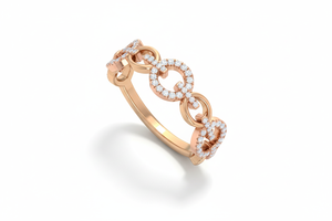 Anillo Moderno y Elegante de Oro de 14K con Diseño de Círculos Entrelazados y Diamante de Corte Brillante Redondo para Mujer - Product Image 4
