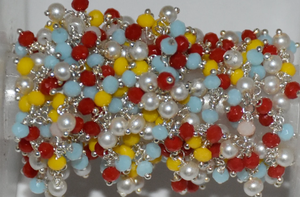 Top Quality 100% Silver Plated 5 Color Multi Glass Beads Cluster <b>Rosary</b> Chain Thick Beaded Chain for Jewelry Making - Product Image 4