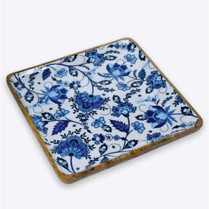 Bandeja de Servir Cuadrada de Madera de Mango, Hecha a Mano, con Diseño Impreso, para Fiestas - Product Image 1