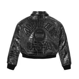 Véritable Vente en Gros à la Mode Ample Ajusté Sexy Femmes Vestes High Street Style Broderie Impression Femmes Avirex Vestes en Cuir - Product Image 6