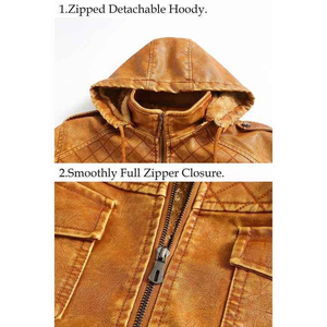 Chaqueta de moto de invierno de cuero auténtico para hombre, servicio OEM, suministro a granel, chaqueta de moto a prueba de viento con características de talla grande - Product Image 4