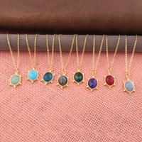Bijoux de mode bohème collier pendentif tortue multi pierres précieuses coupe ovale plaqué or chaîne de câble collier de déclaration pour les femmes