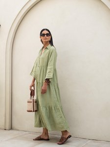 2025 gros élégant dames droite Maxi robe de haute qualité respirant tricot lin pour femmes robes décontractées - Product Image 4