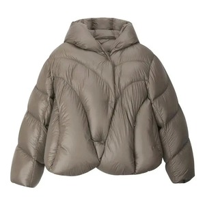 2024 automne hiver Ultra léger couleur unie imperméable Bomber Style veste femmes-grande taille XL ample court bouffant manteau polaire - Product Image 1