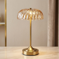 Lampe de table en verre avec base en métal luxueuse, sans fil, commande tactile, portable, rechargeable, lampe de bureau LED décorative pour restaurant