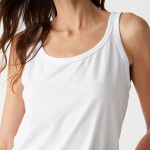 Camiseta sin mangas cómoda con cuello redondo para mujer, algodón versátil para uso diario y entrenamiento, ropa de tela de estilo largo, camiseta sin mangas para mujer - Product Image 6