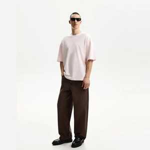 Nueva camiseta de verano para hombre de algodón pesado de 210gsm, camiseta de gran tamaño de manga corta con hombros caídos en blanco personalizada - Product Image 3