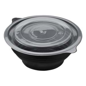 20oz Round Black BPA Free Leak Resistant Dishwasher Safe <b>Microwaveable</b> Bowl with Vented Clear Lid 120 <b>Sets</b> (40/6) - Product Image 1