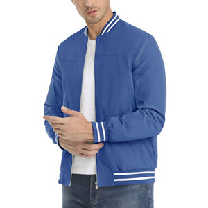 Blouson bomber décontracté en satin pour homme, fermeture éclair en polyester, coupe-vent, respirant, écologique, logo frontal, vestes pour homme - Product Image 2