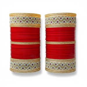 Premium Red Bridal Bangle Set with <b>Pearl</b> and <b>Gold</b> Plated Trendy Wedding Bangles Premium Imitation Jewellery at Wholesale Price - Product Image 1