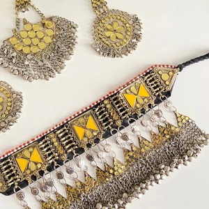 Collar Étnico Afgano, Hecho a Mano, con Diseño Geométrico de Diamantes, Estilo Vintage, para Mujeres, Ideal para Fiestas, Bodas y Festivales - Product Image 3