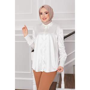 เสื้อเชิ้ตผ้าซาตินสีเขียวอ่อนสำหรับสตรีเสื้อปักคอปกหินลายสก๊อตยาวทรงหลวมใส่สบายสไตล์ทางการสำหรับฤดูใบไม้ร่วง - Product Image 2