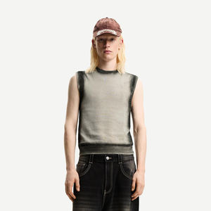 T-shirt en coton brodé imprimé tricoté, t-shirts courts pour hommes, avec logo personnalisé, coupe Boxy - Product Image 3