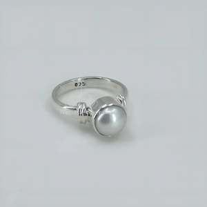 925 Sterling Silver Handmade <b>Dainty</b> Pearl <b>Ring</b> White Freshwater Boho June Birthstone Gift for Promise or Wedding - Product Image 6