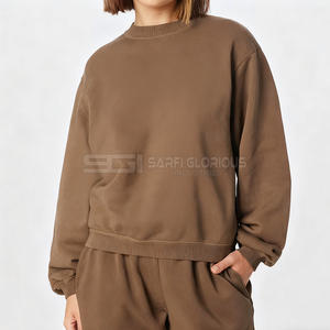 Sweat-shirts pour femmes en polyester/coton tissé de luxe sur mesure, col rond, poids lourd, ornements en strass sur le devant, hiver - Product Image 1