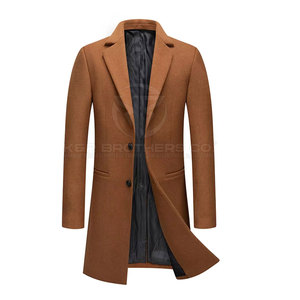 Manteau long en laine pour hommes de qualité supérieure avec un style minimaliste pour les vêtements d'extérieur élégants Manteau long en laine pour hommes avec épaules renforcées - Product Image 1