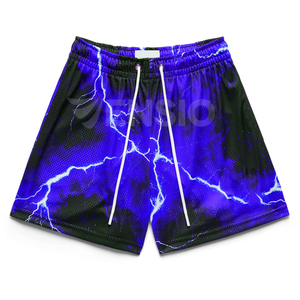 Short de sport d'été unisexe personnalisé pour hommes, short en maille imprimé en polyester respirant, coupe ample, 100% - Product Image 6