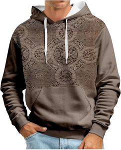 Sweat à capuche ethnique graphique pour hommes adolescents garçons Vintage Street Style Winter Sweatshirt Pocket Plain Dyed Fashion Hooded - Product Image 6