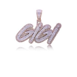 Oro blanco rosa VVS Moissanite diamantes de corte redondo 925 colgantes de joyería de plata esterlina para Hombres estilo lindo chapado en oro - Product Image 4