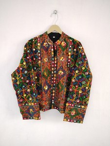 Veste en coton indienne faite à la main, brodée de Phulkari, pour femmes - Product Image 6