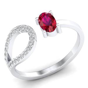 Anillo de Plata de Ley 925 con Rubí Ovalado de 0.5 Quilates y Moissanita, Precio al por Mayor de REYES, Joyería de Regalo de Aniversario de Alta Gama - Product Image 2