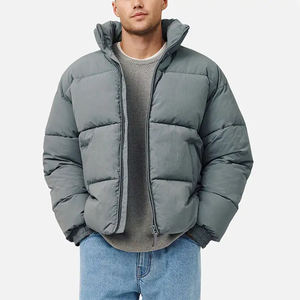 Veste matelassée courte unisexe col montant fermeture à glissière en nylon rembourrage chaud d'hiver personnalisable longue vente en gros - Product Image 1