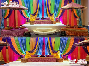 Cortinas de noche de boda musulmana decoración Mehndi noche escenario telón de fondo cortinas para decoración cortinas coloridas para decoración de boda - Product Image 3