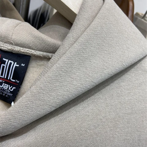 Cosy Basics Coton Mélangé Recadrée Mousse Logo À Capuche Hommes Côté Grip Coton Sans Cordon Ourlet Moelleux Imprimé Élégant Hiver - Product Image 6