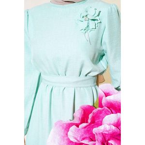 Vestido de lino con botones en los puños Mint - Product Image 3