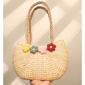กระเป๋าถือหวายสำหรับผู้หญิงเป็นมิตรต่อสิ่งแวดล้อมทำด้วยมือสไตล์ผักตบชวาธรรมชาติจากดอกไม้หวายสไตล์เวียดนาม - Product Image 3