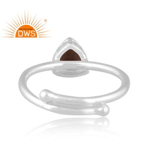 Anillo ajustable de piedras preciosas de cuarzo ahumado Natural de plata de ley fina superventas, fabricante de joyas - Product Image 4