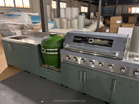 Ensemble de meubles de cuisine extérieure modulaire en acier inoxydable 304 avec évier de barbecue, robinet, porte vitrée, design moderne, tiroir coulissant pour appartement