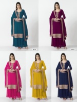Robe Anarkali de créateur indien, vêtement ethnique en soie multicolore, pour mariage et tenue décontractée, imprimé pailleté, de luxe, longueur ras du sol, coupe ample