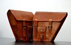 Vente de noël pour unisexe grand côté vélo selle sacoches pochette Vintage marron en cuir véritable Sport sac de sport à la mode bonbons - Product Image 5