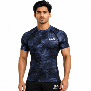 T-shirt de compression éco-responsable à manches longues pour homme, imprimé 3D sur le devant, pour le sport, la gym, le fitness, vêtements de sport personnalisés - Product Image 4