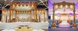 Hermoso Mandap Mastani para Bodas Elegantes, Fácil de Instalar, Dorado, 3 Pilares, Mandaps Redondos de Madera, Fabricación en EE. UU., Decoración para Eventos - Product Image 6