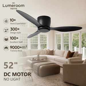 Ventilateur de plafond encastré 52 pouces sans lumière, profil bas, avec télécommande, moteur DC silencieux pour chambre et salon – En stock aux États-Unis - Product Image 1