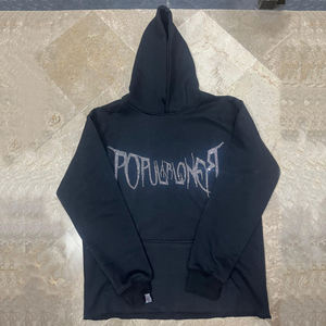 Sudadera con capucha de gran tamaño personalizada de alta calidad para hombres sudaderas con diamantes de imitación bordados con decoración de diamantes de imitación - Product Image 3