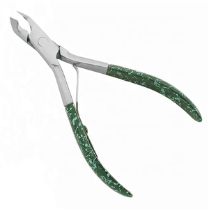 Pince à cuticules pour ongles manucure à manche antidérapant avec logo personnalisé 4.0 "en acier inoxydable allemand pince à cuticules à manche enduit de couleur - Product Image 2