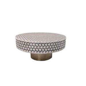 Table basse ronde moderne d'incrustation d'os de vente chaude avec la base d'or pour l'usage de salon d'appartement d'hôtel de luxe - Product Image 4