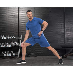 Men Athletic Apparel Set Featuring Hooded T-Shirt and <b>Shorts</b> Breathable and Comfortable for Warm Weather Fitness and <b>Travel</b> - Product Image 4