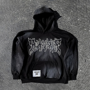 เสื้อมีฮู้ดปักลายด้วยพลอยเทียมสำหรับฤดูหนาวออกแบบได้ตามต้องการใช้ซักได้สกรีนโลโก้ผ้าฟลีซเทอร์รี่สไตล์วินเทจ - Product Image 1