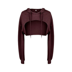 Streetwear Vente flash Femmes Crop Cut Hoodies à bas prix Fabriqué en tissu de haute qualité Respirant Anti-boulochage Crop Cut Hoodies pour femmes - Product Image 1
