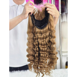 Perruques à fermeture à lacet HD 5x5 cheveux ondulés naturels # 4A couleur cheveux humains vietnamiens perruques de cheveux ondulés sans perte ni enchevêtrement - Product Image 4