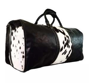 Weekender Grand sac polochon en cuir de vachette véritable Sac de sport de voyage pliable pour l'extérieur - Product Image 1