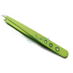 Pinzas de acero inoxidable con punta inclinada de precisión profesional para cejas, pinzas para vello facial - Product Image 1