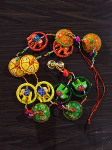 Anneau d'éléphant du Rajasthani avec des tentures de porte de parapluie Art mural pour la décoration de la porte principale/du salon, lot de 2, multicolore - Product Image 4