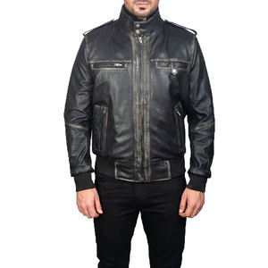 Wholesale Custom <b>Men's</b> Office Leather <b>Jackets</b> Factory Direct Sales Gentleman's Collar with Cow Skin Pattern Decoration - Product Image 2